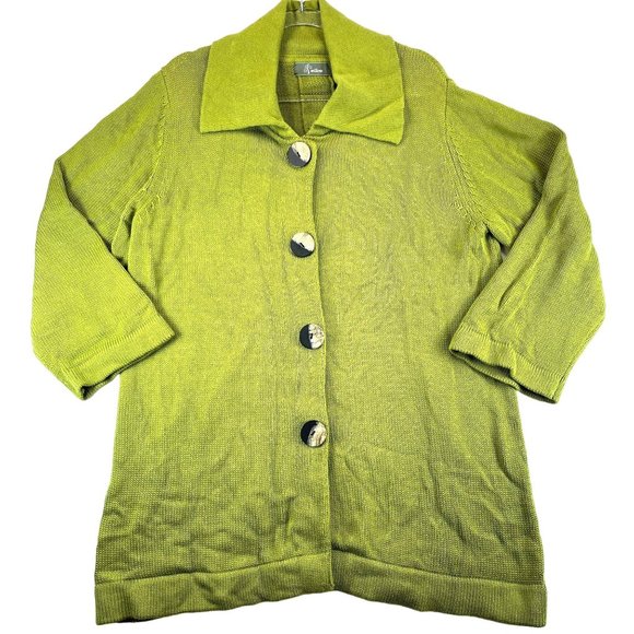NWT WILLOW Womens XL Green Cardigan Button Up Spread Collar Soft Knit Duster - Picture 1 of 12